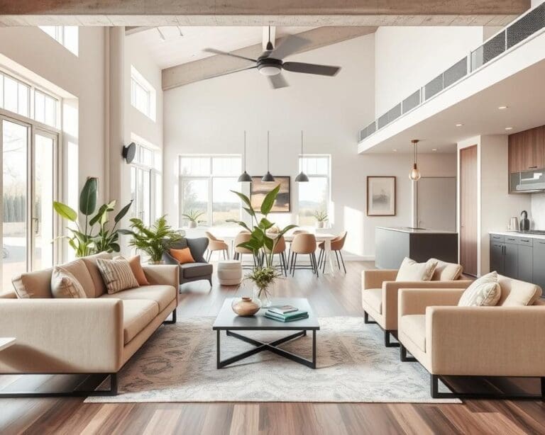 Wie richtet man einen offenen Wohnbereich ein?