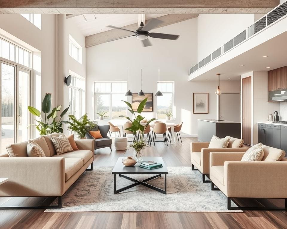 Wie richtet man einen offenen Wohnbereich ein?